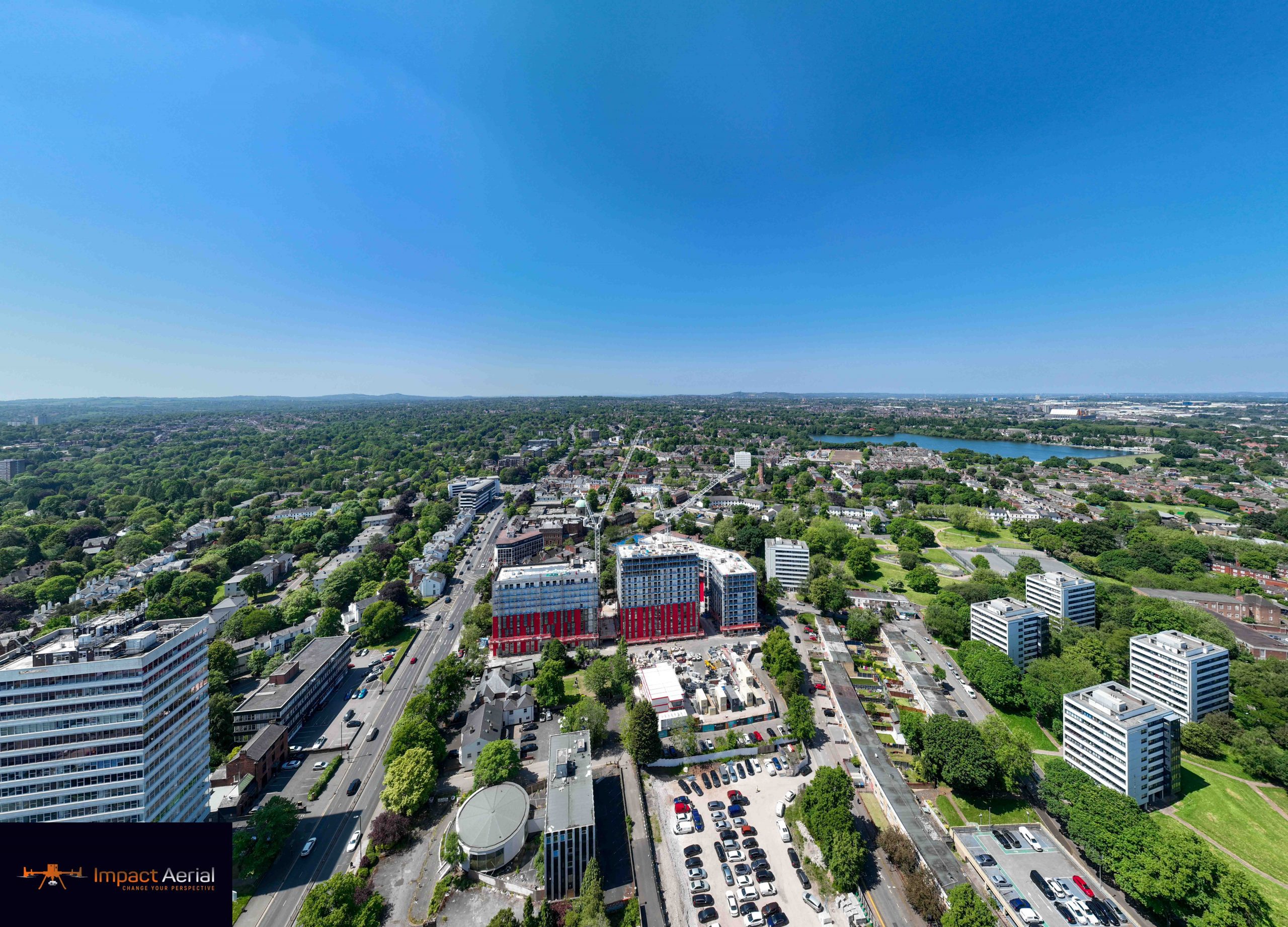 Aerial drone view of residential property in Birmingham