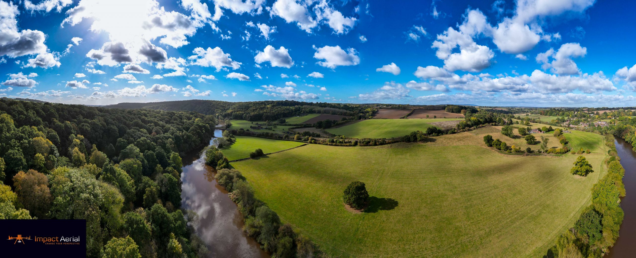 Fly-over aerial video of a property and its grounds