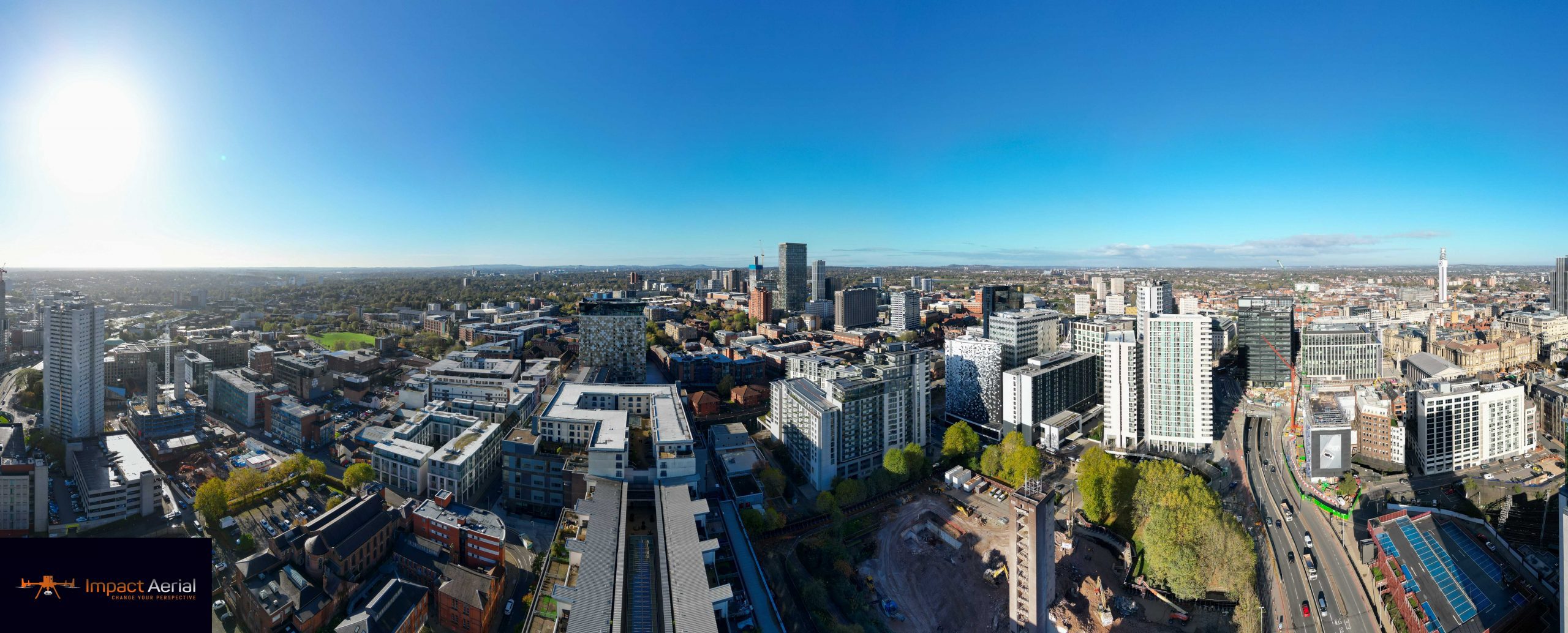 Aerial view of a construction site
